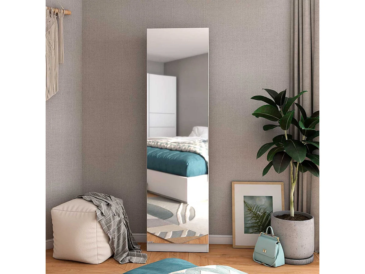 Zapatero Trend 1 puerta + espejo blanco mate 180x50x20 cm