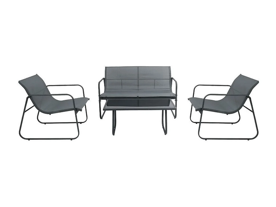 Conjunto de jardín Lazio sofá doble + 2 sillas + mesa gris/negro