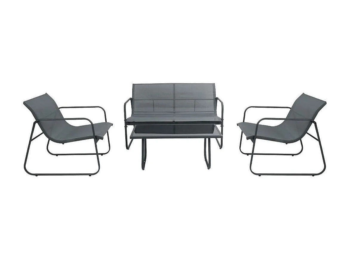 Conjunto de jardín Lazio sofá doble + 2 sillas + mesa gris/negro