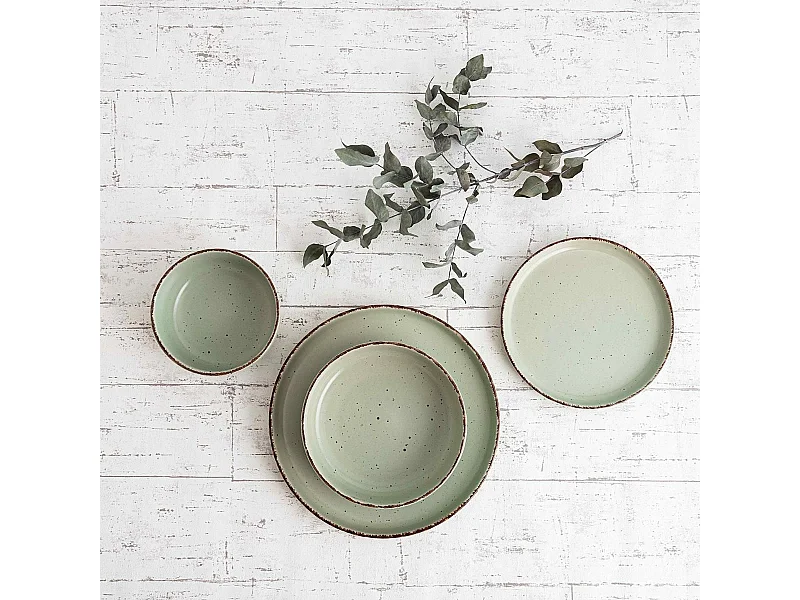 Vajilla Duna Quid 12 piezas 4 servicios cerámica verde