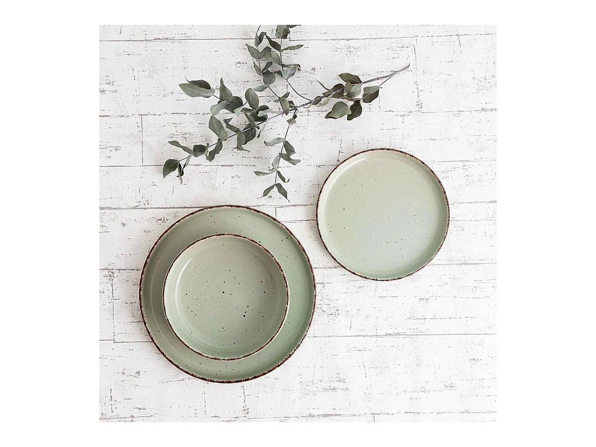 Vajilla Duna Quid 12 piezas 4 servicios cerámica verde