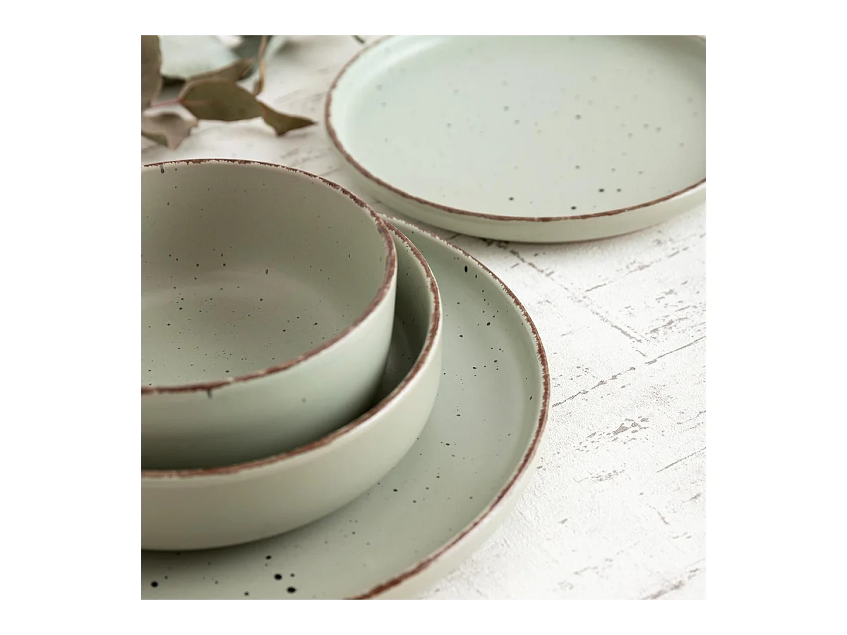 Vajilla Duna Quid 12 piezas 4 servicios cerámica verde