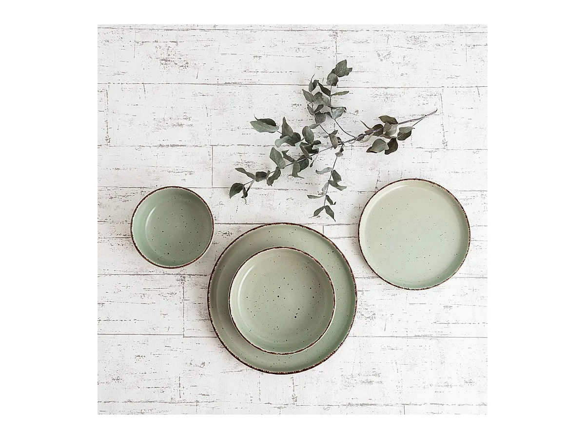 Vajilla Duna Quid 12 piezas 4 servicios cerámica verde