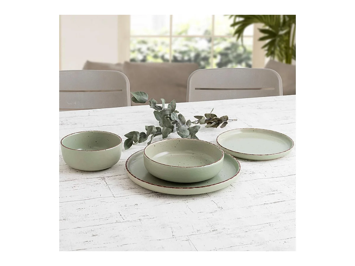 Vajilla Duna Quid 12 piezas 4 servicios cerámica verde