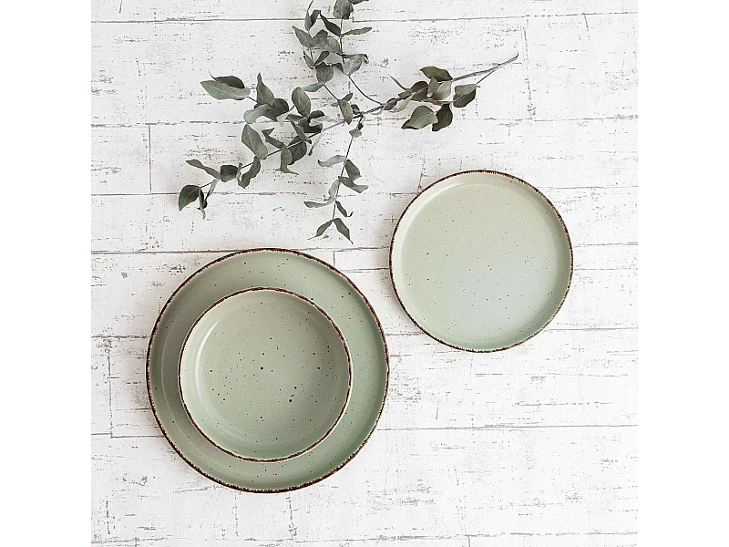 Vajilla Duna Quid 12 piezas 4 servicios cerámica verde