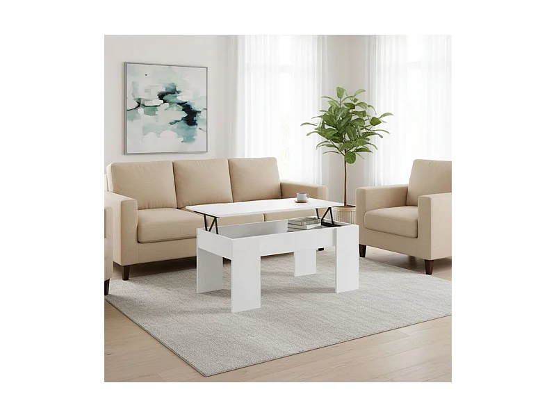 Mesa de centro Gala elevable blanco mate 45x100x50 cm