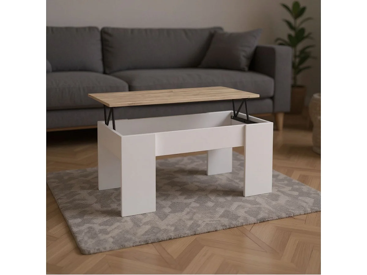 Mesa de centro Gala elevable blanco mate/sahara 45x100x50 cm