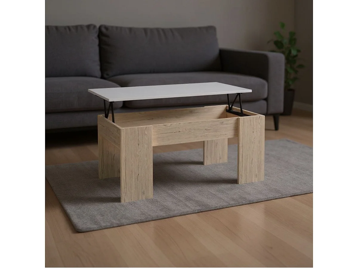 Mesa de centro Gala elevable sahara/blanco mate 45x100x50 cm