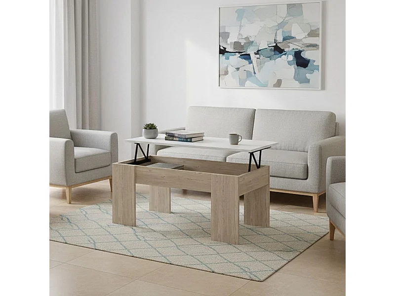 Mesa de centro Gala elevable sahara/blanco mate 45x100x50 cm