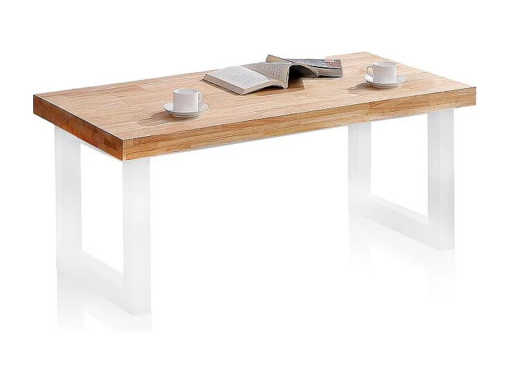 Mesa de centro elevable Loft con hueco de almacenaje roble Nordish/blanco 47,5-62x120x60 cm Adec