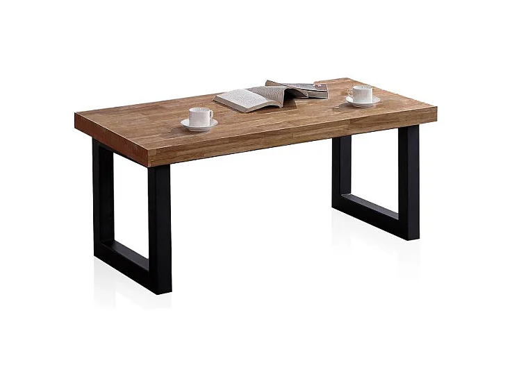 Mesa de centro elevable Loft con hueco de almacenaje roble american/negro 47,5-62x120x60 cm Adec