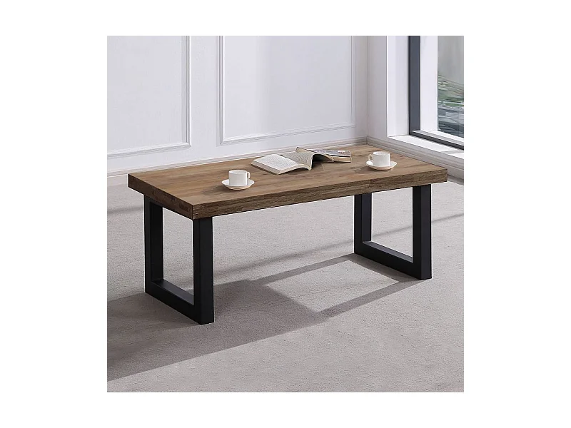 Mesa de centro elevable Loft con hueco de almacenaje roble american/negro 47,5-62x120x60 cm Adec