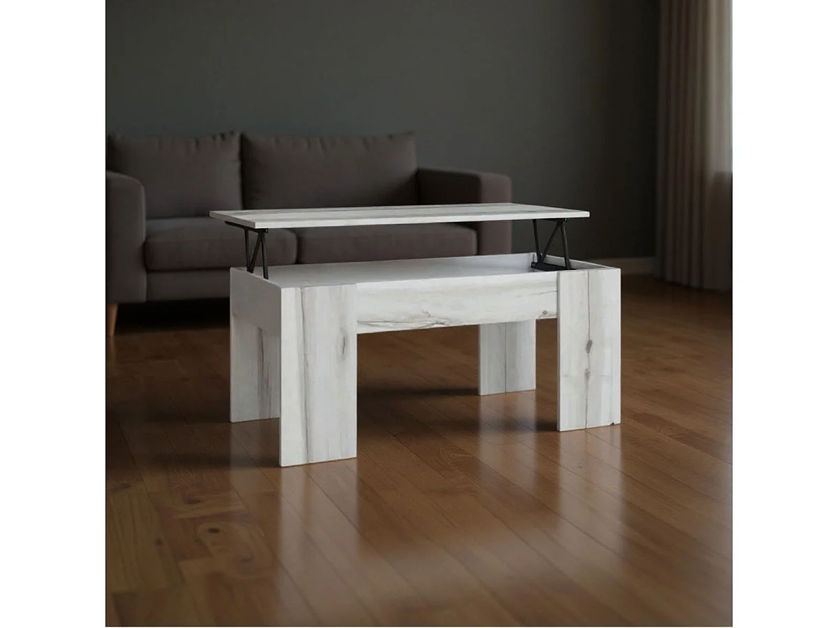 Mesa de centro elevable LOW de 100x50x45 cm. Color ALBO