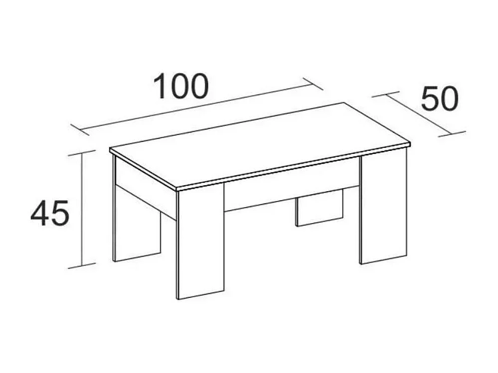 Mesa de centro elevable LOW de 100x50x45 cm. Color ALBO