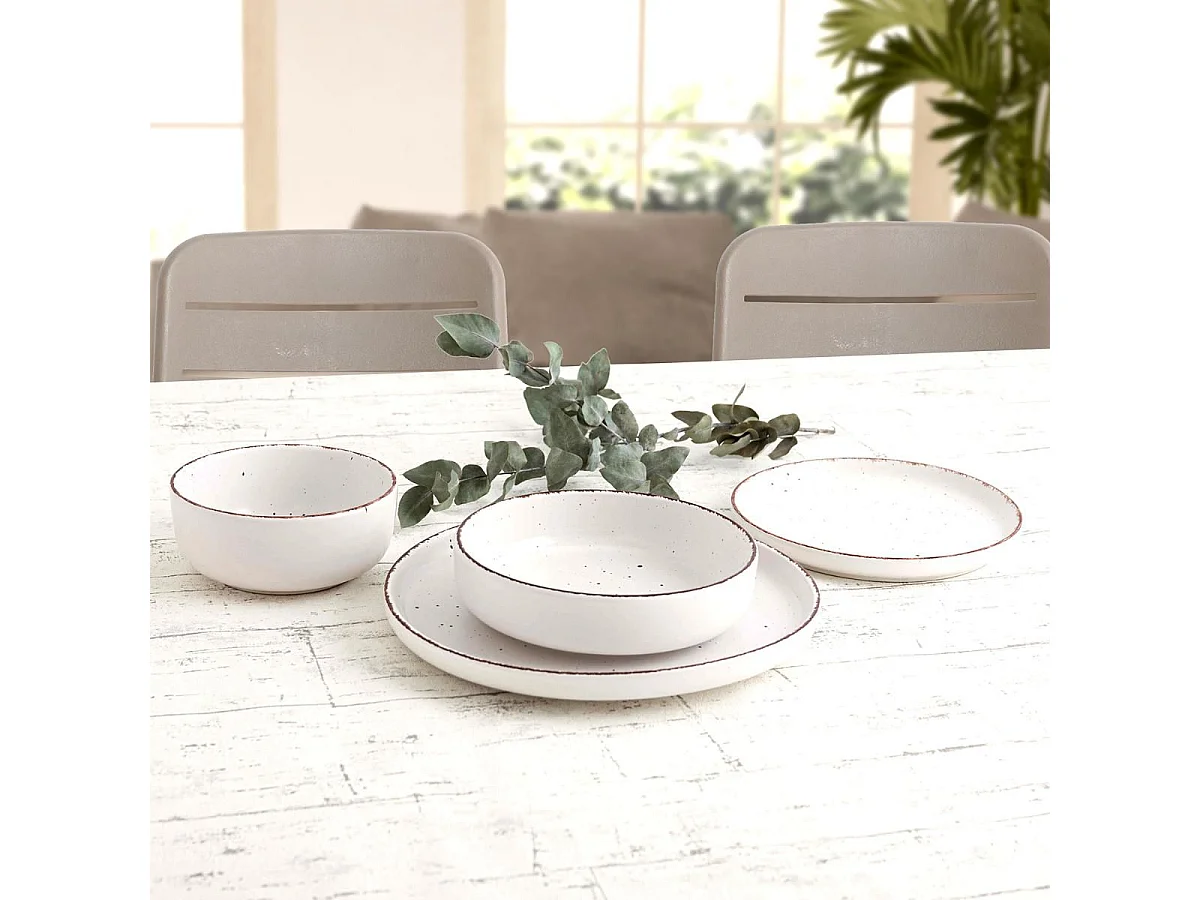 Vajilla Duna Quid 12 piezas 4 servicios cerámica beige