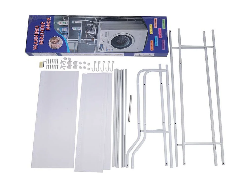 Estantería para lavadora 3 estantes acero inox blanco 153x65x25 cm