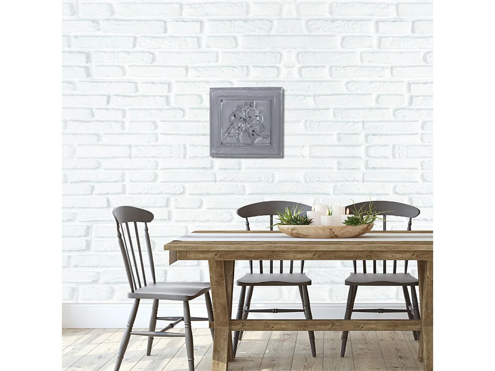 Plaque murale décorative vintage en béton gris 23x21cm