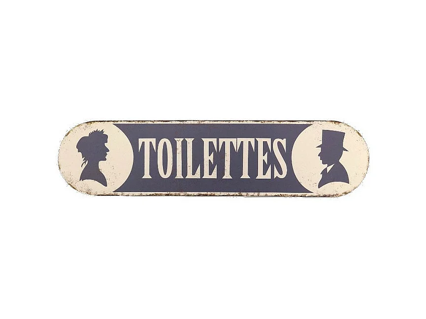 Plaque de porte décorative vintage de toilettes fer bleu 51x13cm