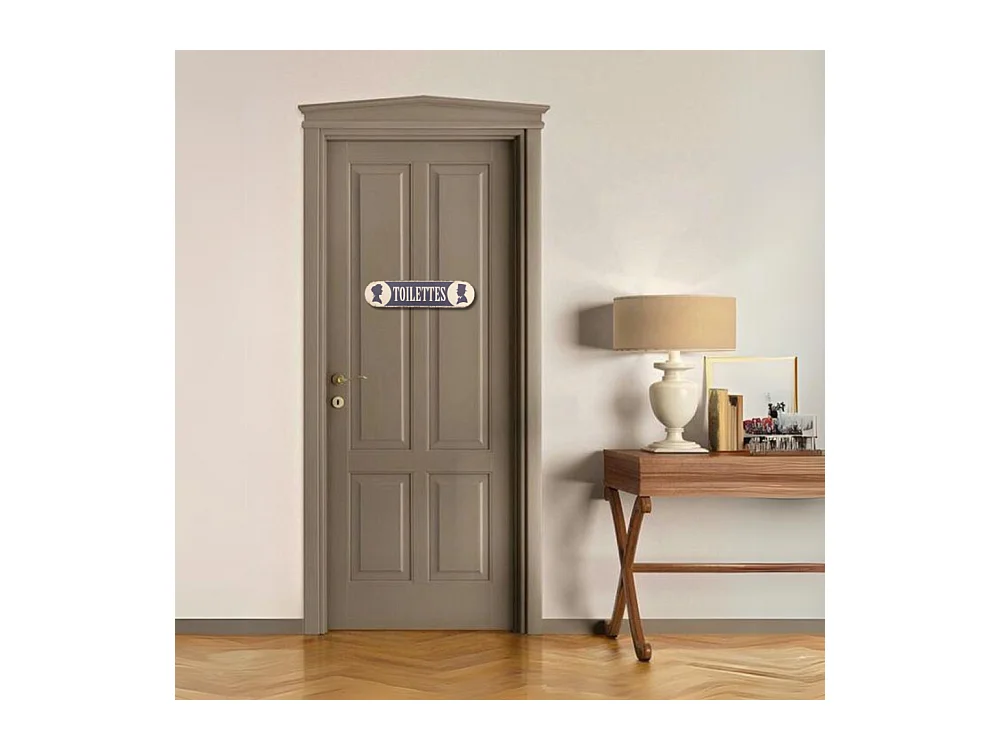 Plaque de porte décorative vintage de toilettes fer bleu 51x13cm