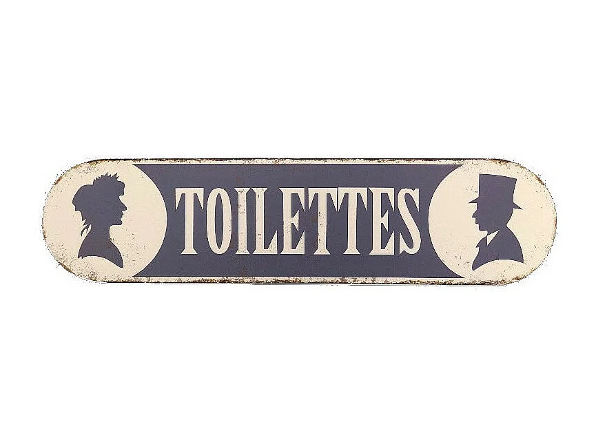 Plaque de porte décorative vintage de toilettes fer bleu 51x13cm