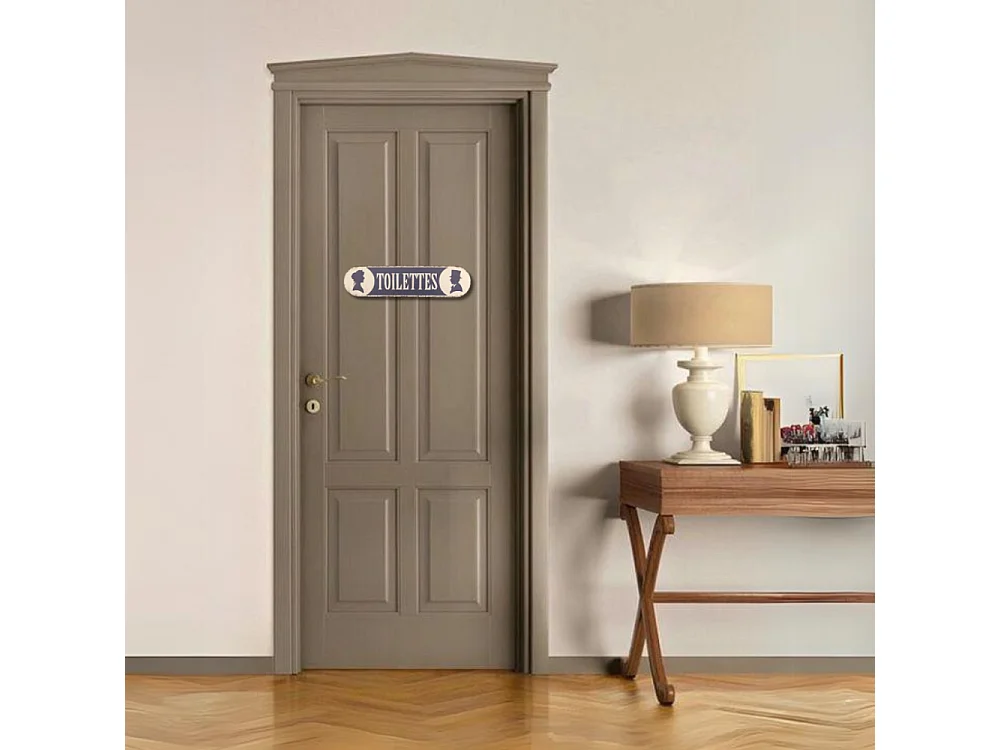 Plaque de porte décorative vintage de toilettes fer bleu 51x13cm