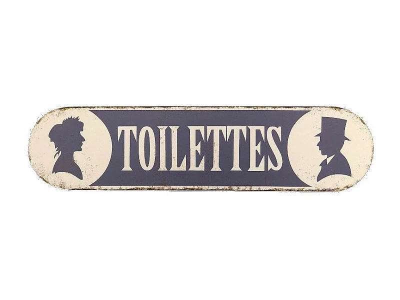 Plaque de porte décorative vintage de toilettes fer bleu 51x13cm