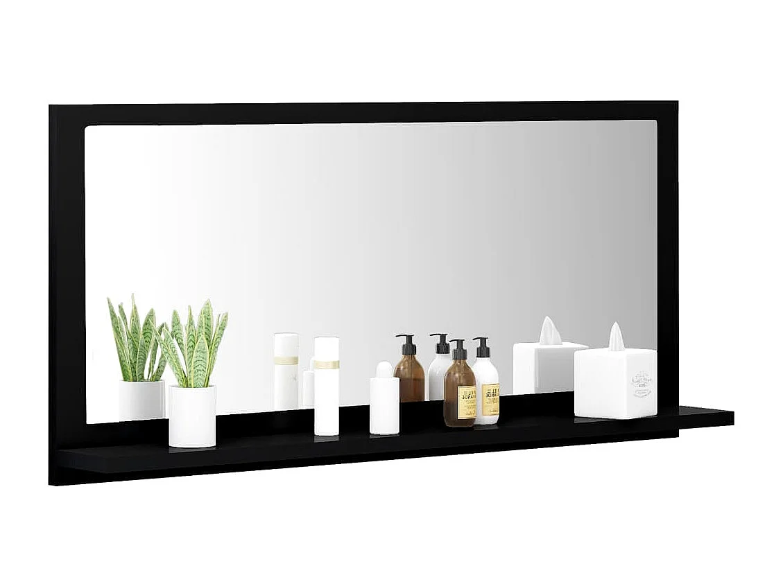 Miroir de salle de bain Noir 80x10,5x37 cm Aggloméré