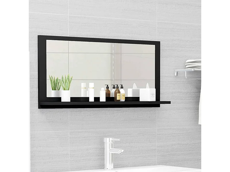 Miroir de salle de bain Noir 80x10,5x37 cm Aggloméré