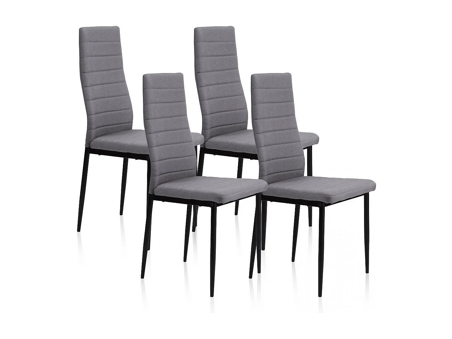 Conjunto de 4 cadeiras de jantar em tecido Niza Gris