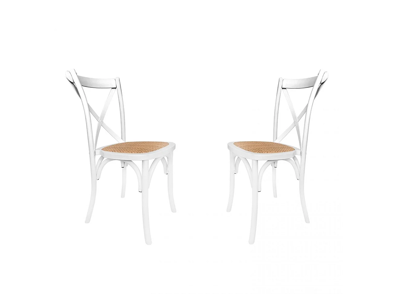 Pack 2 sillas de comedor en ratán y blanco 52x48 cm Provenza Rattan - Blanco