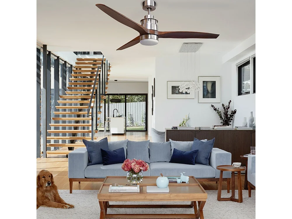 Ventilador  Dc Bravo Níquel  Led Control Remoto Funcion Verano Invierno Interlusa