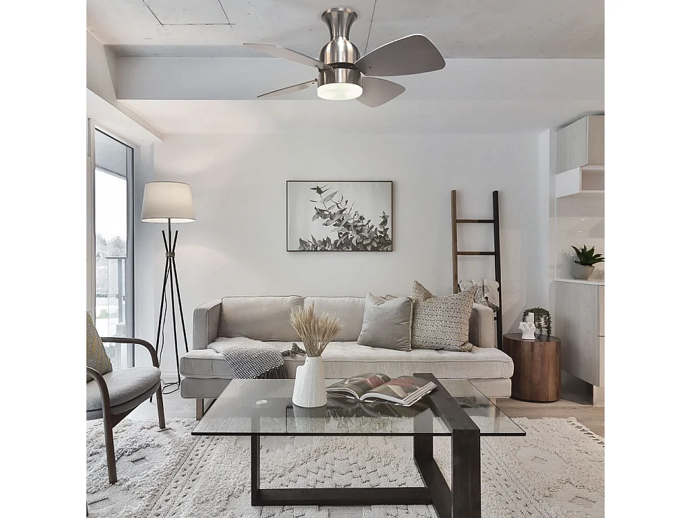 Ventilador Ac Fresco Níquel Modo Verano Y Invierno Temporizador  Led Interlusa