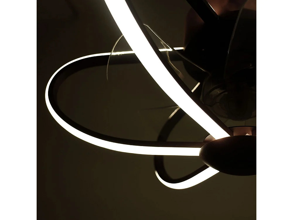 Ventilador Ac Jura Marrón Led Conexion App 53 Cm Intensidad Regulable Interlusa