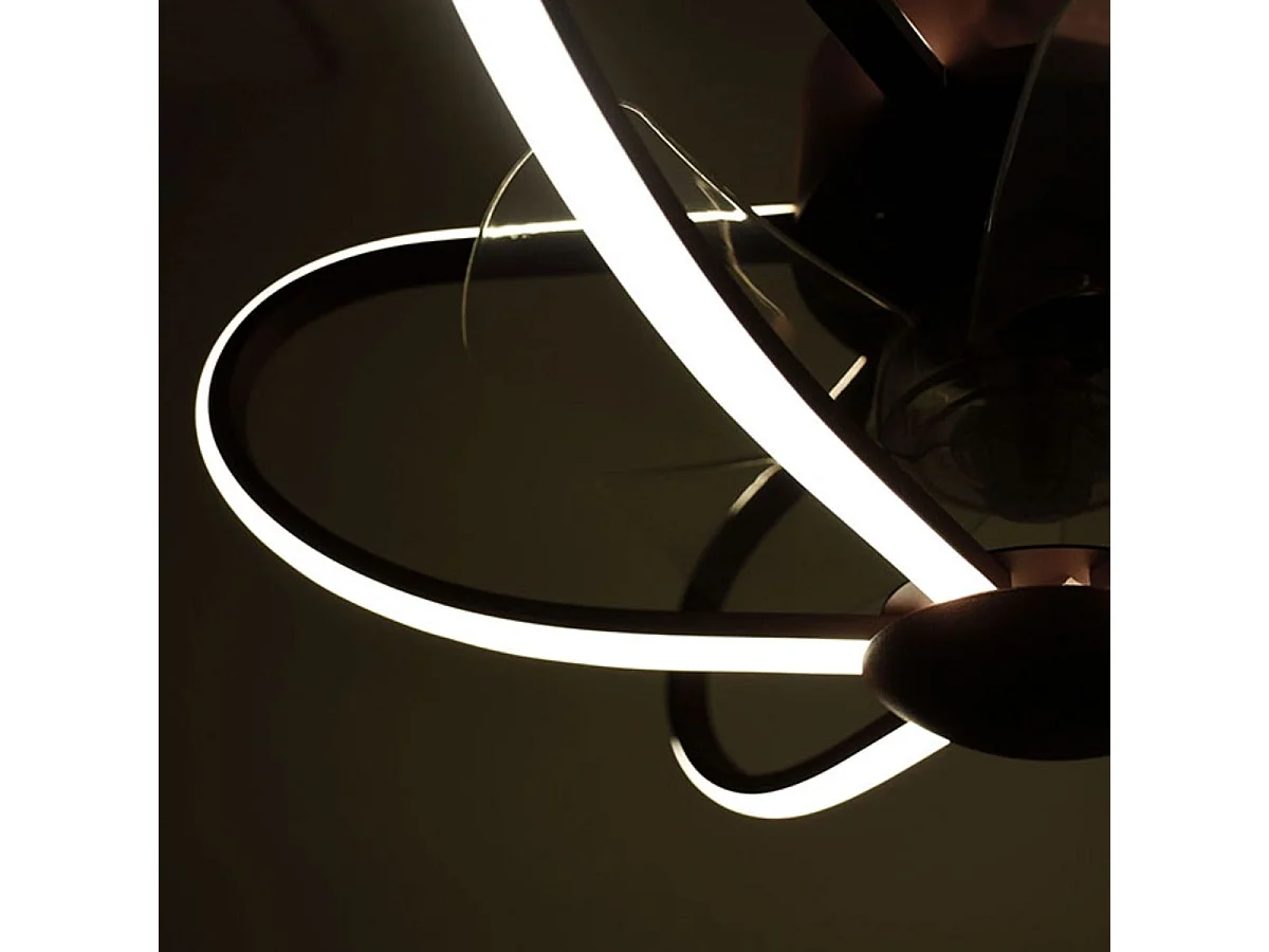 Ventilador Ac Jura Marrón Led Conexion App 53 Cm Intensidad Regulable Interlusa