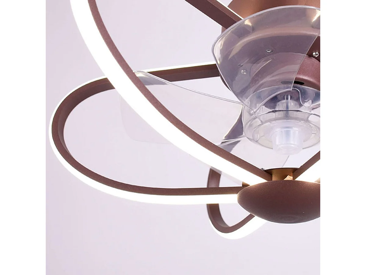 Ventilador Ac Jura Marrón Led Conexion App 53 Cm Intensidad Regulable Interlusa