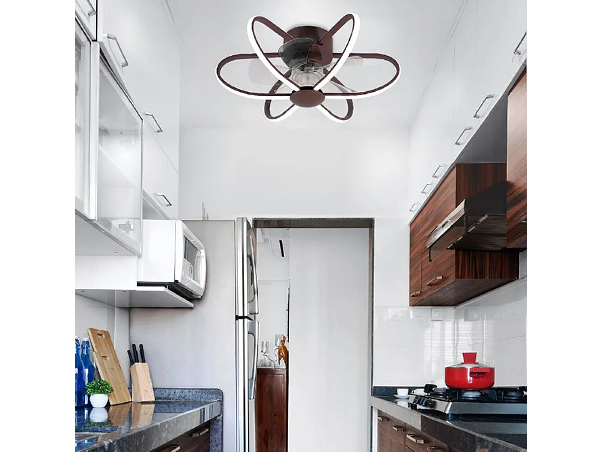 Ventilador Ac Jura Marrón Led Conexion App 53 Cm Intensidad Regulable Interlusa