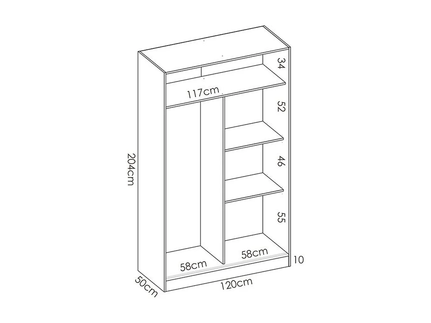 Armario Slide 2 puertas correderas blanco/natural 204x120x50 cm