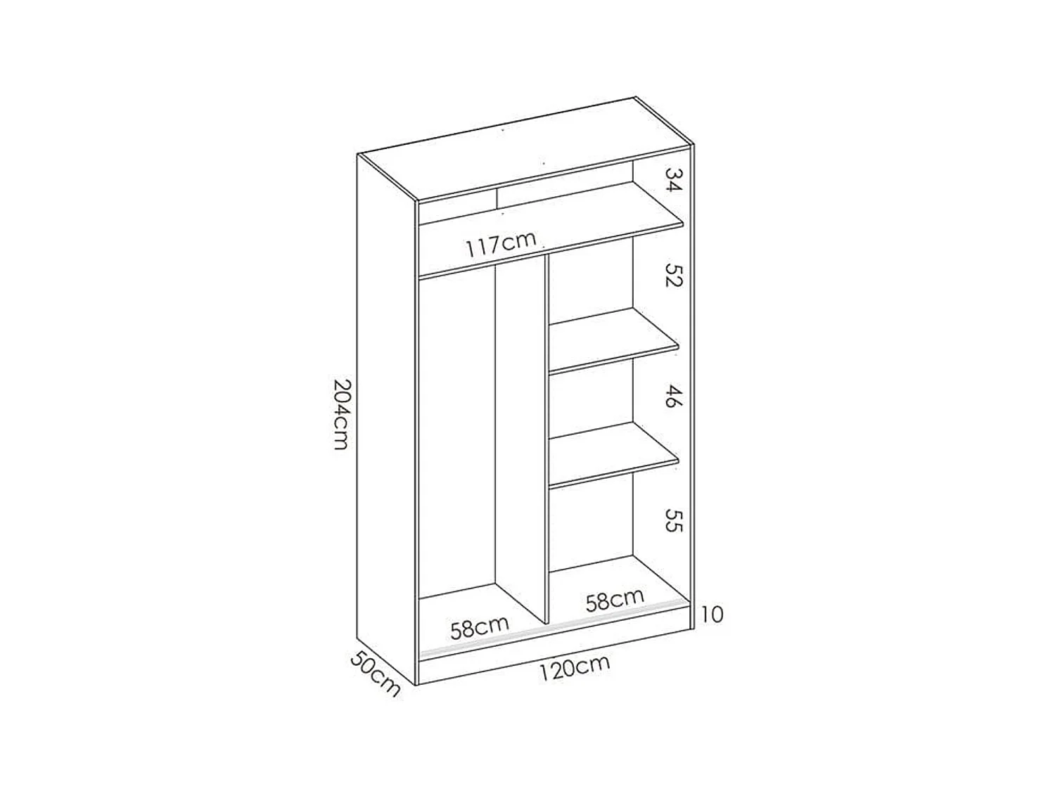 Armario Slide 2 puertas correderas natural 204x120x50 cm