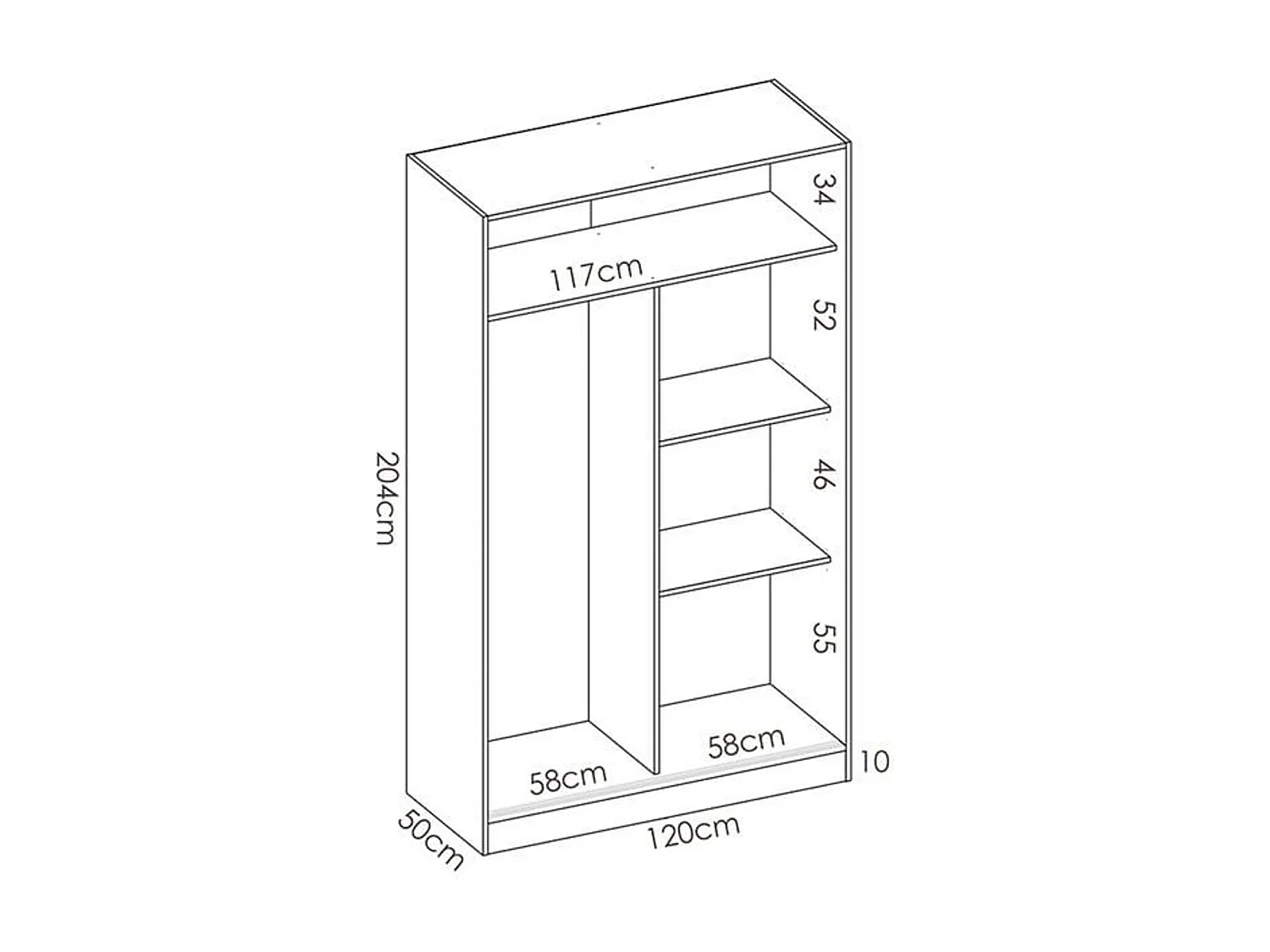 Armoire de 120 cm avec portes coulissantes Slide