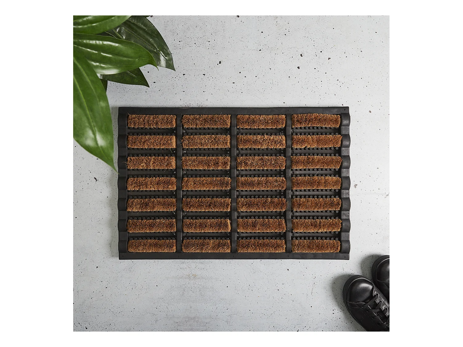 Tapis Grattoir Coco Et Caoutchouc 40x60cm Noir, Marron