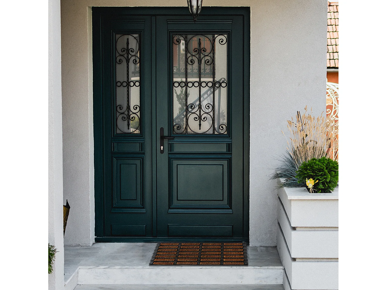 Tapis Grattoir Coco Et Caoutchouc 40x60cm Noir, Marron