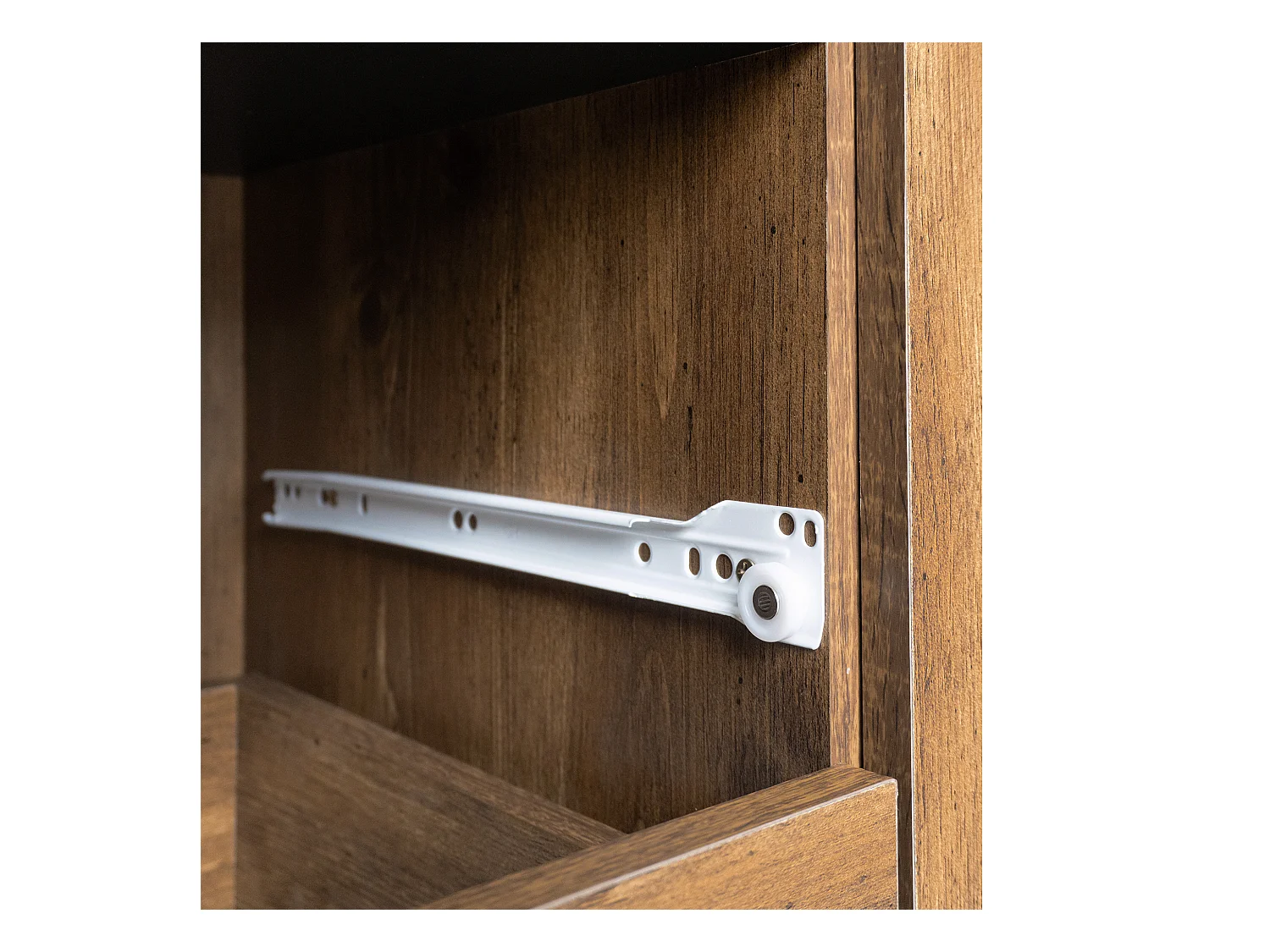 Buffet noir et bois 120 cm - Style moderne, 2 portes et 3 tiroirs