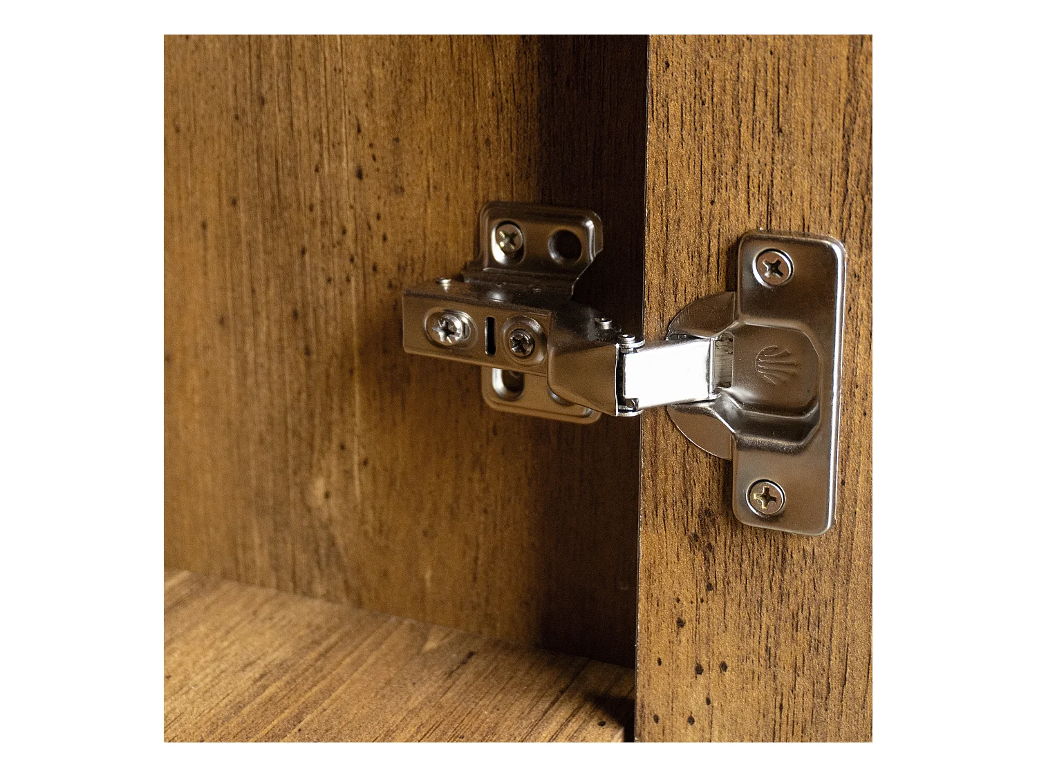 Buffet noir et bois 120 cm - Style moderne, 2 portes et 3 tiroirs