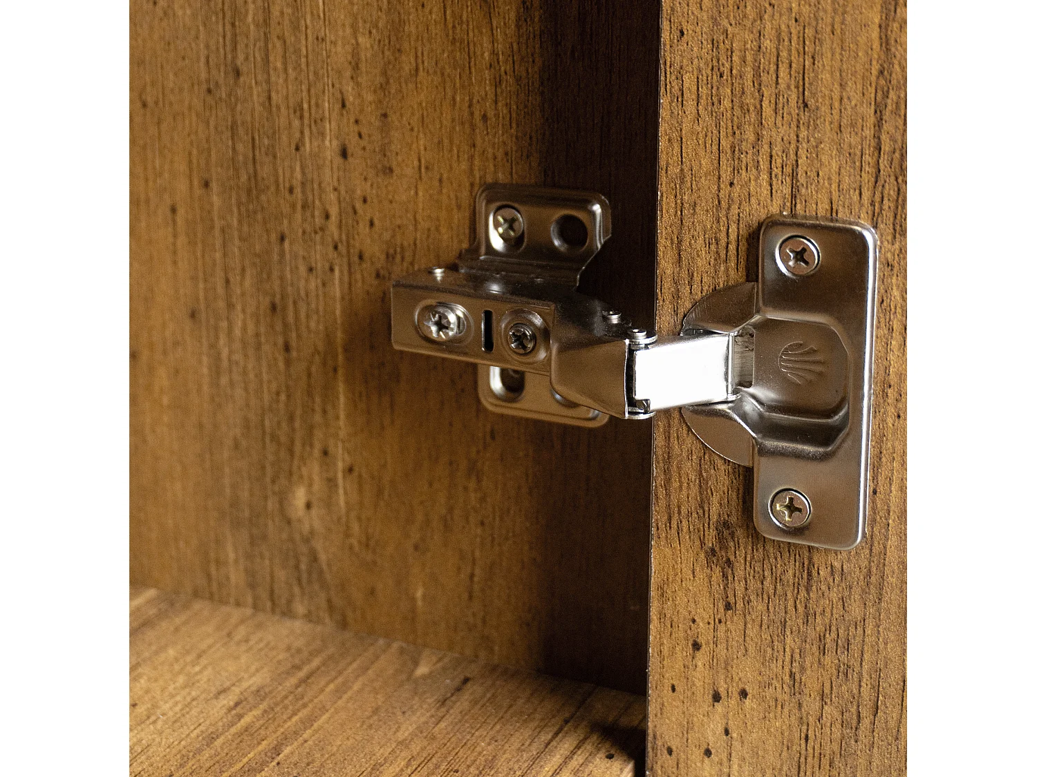 120 cm Schwarzer und Holzfarbener Sideboard - Moderner Stil, 2 Türen und 3 Schubladen