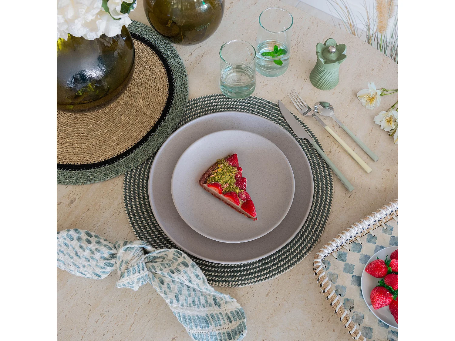 Novastyl - Lot 6 Assiettes A Dessert Arita 20.5cm En Gres Gris