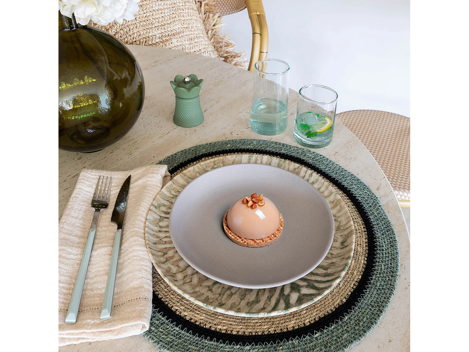 Novastyl - Lot 6 Assiettes A Dessert Arita 20.5cm En Gres Gris