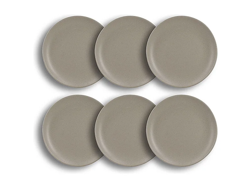 Novastyl - Lot 6 Assiettes A Dessert Arita 20.5cm En Gres Gris