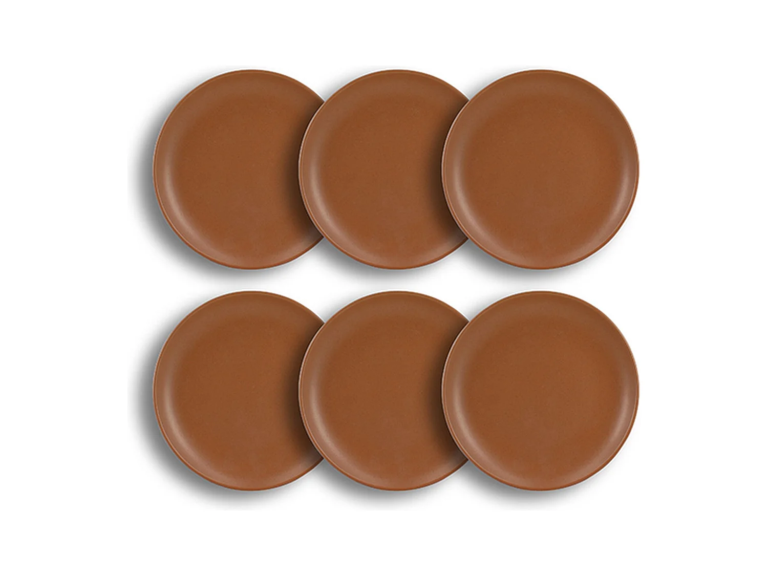 Novastyl - Lot6 Assiettes A Dessert Arita 20.5cm En Gres Marron