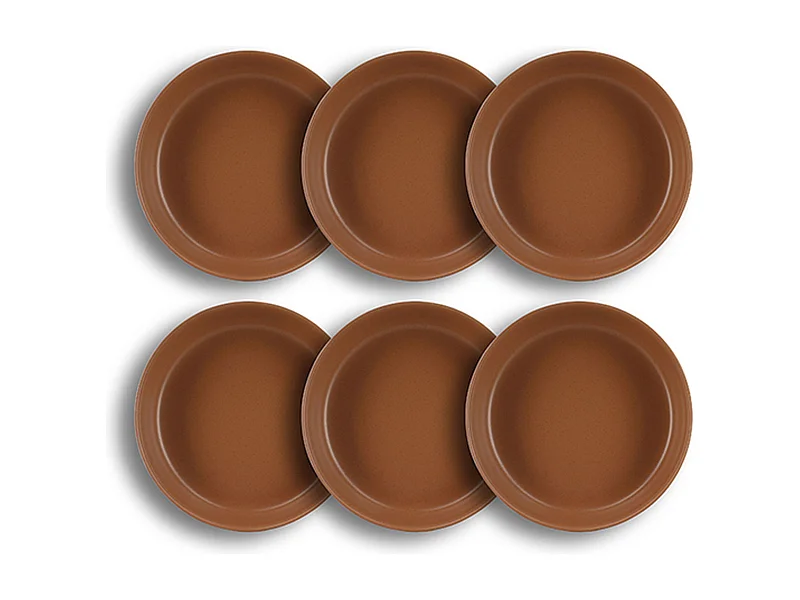Novastyl - Lot 6 Assiettes Coupes Arita 20.5cm En Gres Marron