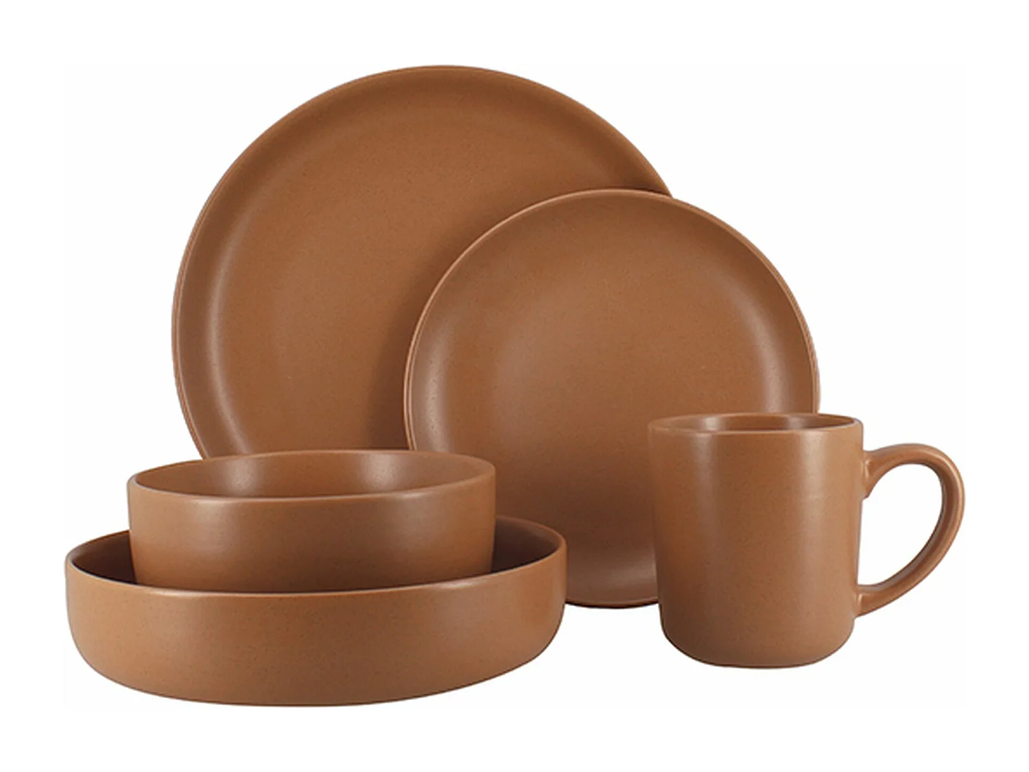 Novastyl - Lot 6 Assiettes Coupes Arita 15cm En Gres Marron